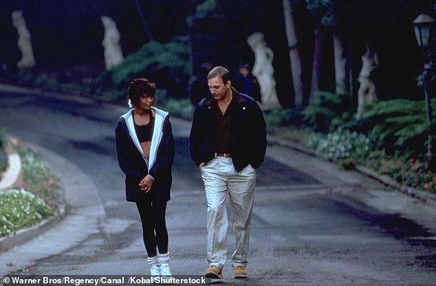 The Bodyguard became the second-highest-grossing film of 1992 (Whitney Houston and Kevin Costner pictured in the film)