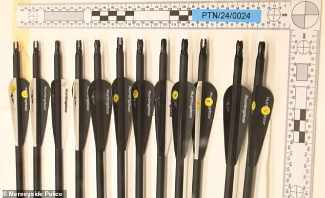 A grisly array of hunting arrows was recovered from the teenager's armoury