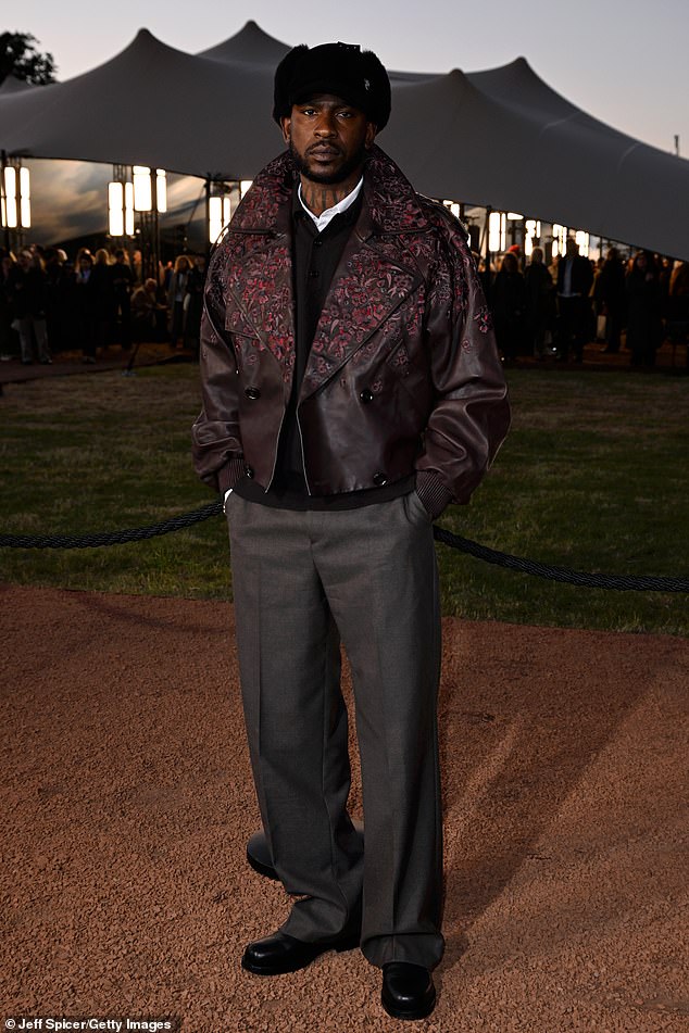 While Skepta showcased his edgy and enviable sense of style in a dark leather jacket decorated with embroidered floral detailing