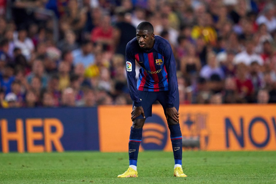 Ousmane Dembélé looking dejected during an FC Barcelona match.