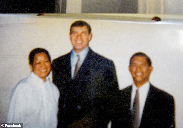 Prince Andrew pictured with Jun-Lyn and her husband Jojo. It puts more pressure on the King to finally evict Sarah and Prince Andrew from Royal Lodge, their Windsor mansion
