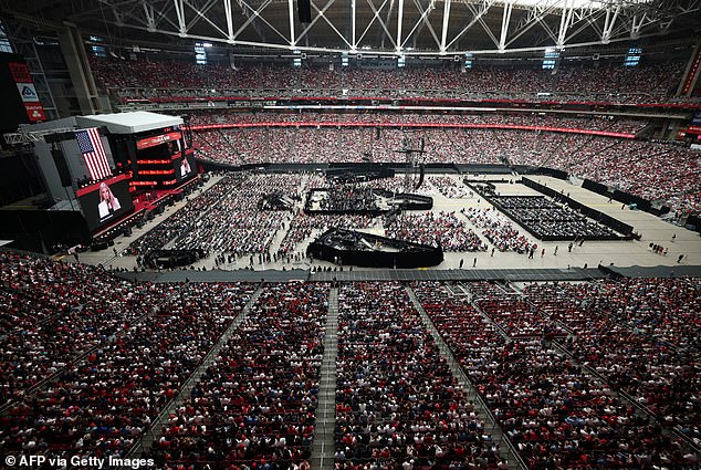 The State Farm Stadium in Arizona reached capacity hours before the start of the memorial service on Sunday