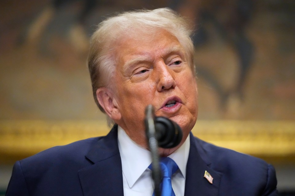 Donald Trump speaking in the Roosevelt Room of the White House.