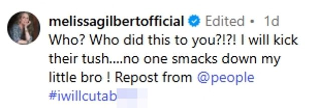 Gilbert, 61, who played Laura Ingalls Wilder, Bateman's onscreen sister, hit back in hilarious fashion as she reshared a People article post on the story and wrote: 'Who? Who did this to you?!?!'
