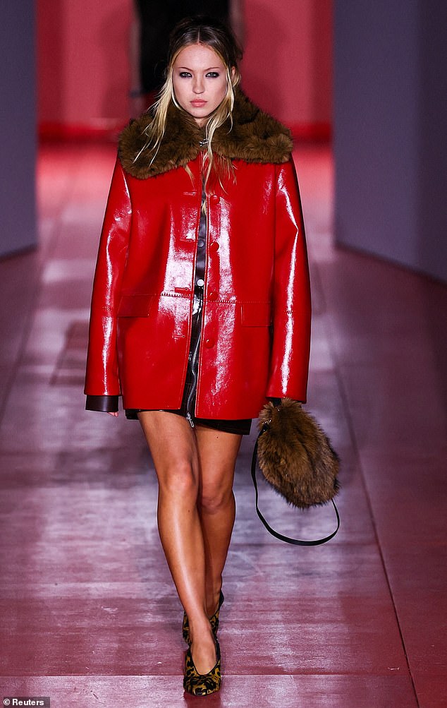 Lila was among 70 models recruited to unveil the accessible brand's new collection in front on 700 guests as the bi-annual event's first day of presentations drew to a close (pictured)