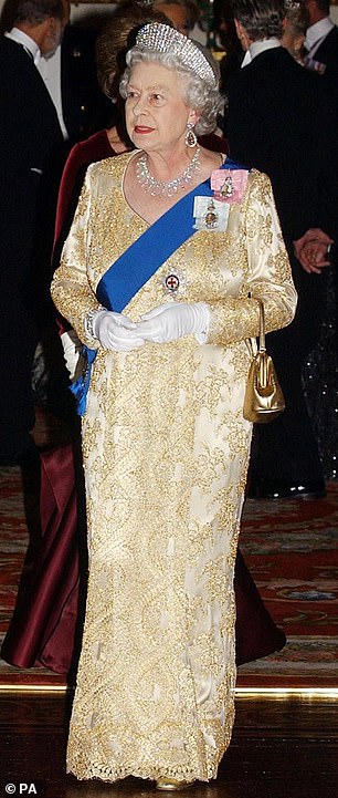 The late Queen Elizabeth II at a State Banquet with President Bush