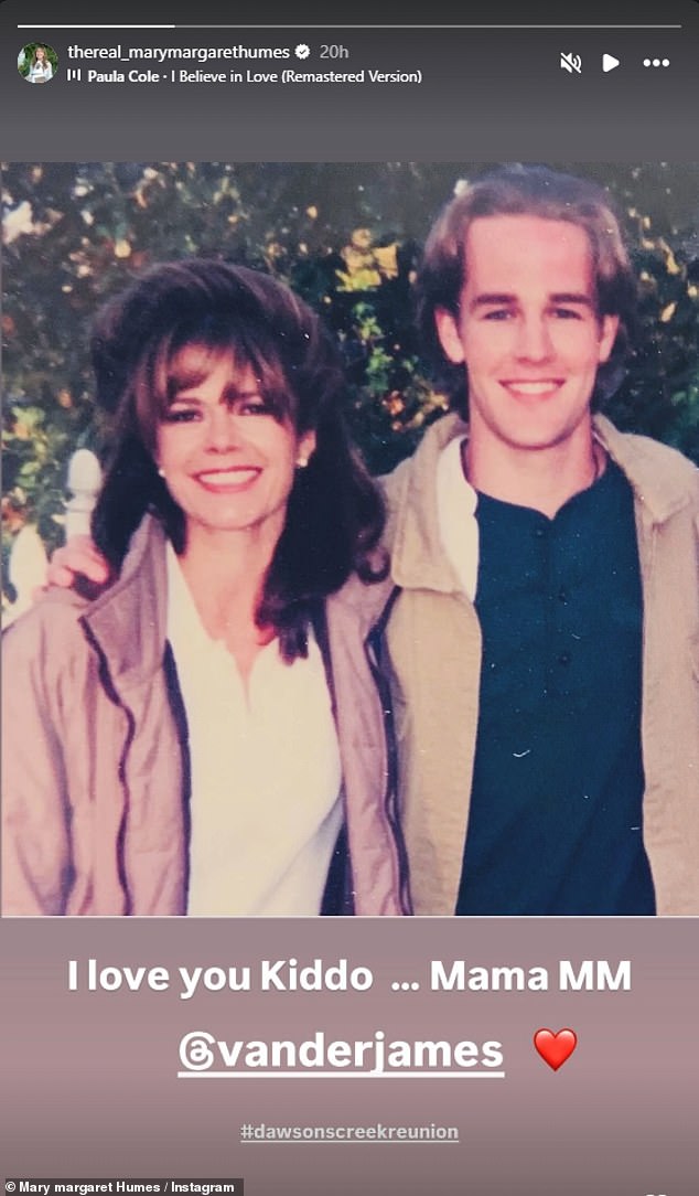 She gushed about her husband's co-stars. Speaking about his close relationship with Mary Margaret Humes, who played his mom, she gushed: 'Mary sends cookies on James's birthday every year'