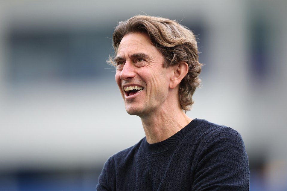Tottenham Hotspur manager Thomas Frank looking on.