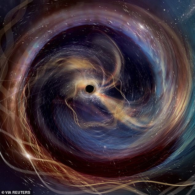 In 2019, scientists detected a burst of gravitational waves, ripples in spacetime usually caused by colliding black holes, that didn't match any other signal previously recorded. Pictured: artist's impression of two black holes colliding