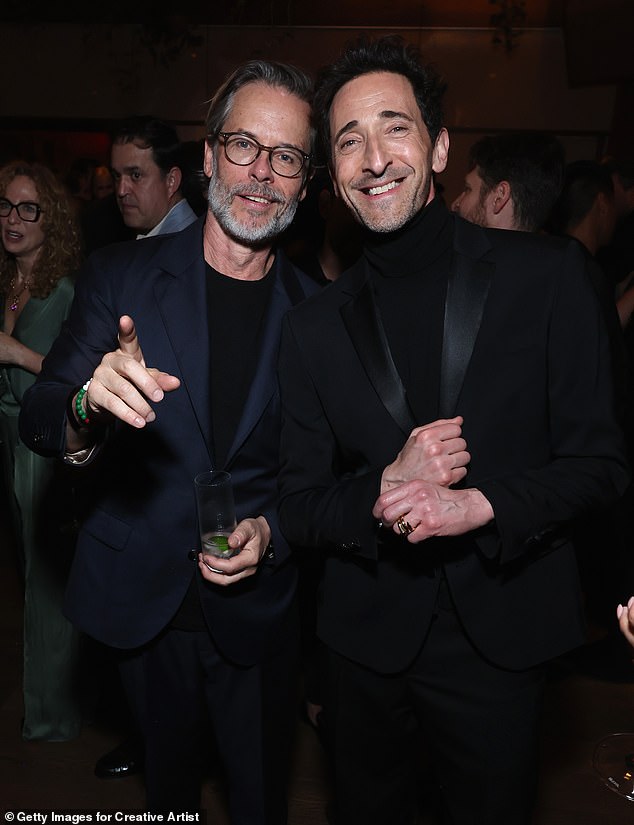 Pearce is now the toast of Hollywood and became a first time Oscar nominee in 2025 in The Brutalist - seen with co-star Adrien Brody in February 2025