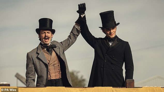 The all-star line-up sees Masters Of The Air Anthony Boyle and Enola Holmes star Louis Partridge playing brothers Arthur and Edward respectively (pictured)