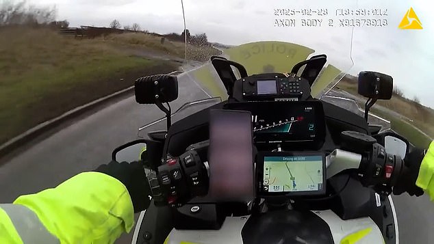A police officer chased Bruce down, following him through red lights and in to oncoming traffic
