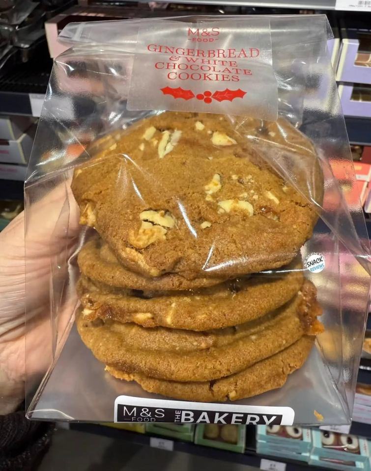 M&S Gingerbread and white chocolate cookies.