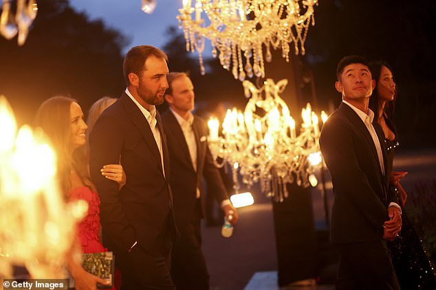 Scottie Scheffler of Team United States and wife Meredith Scheffler pictured arriving