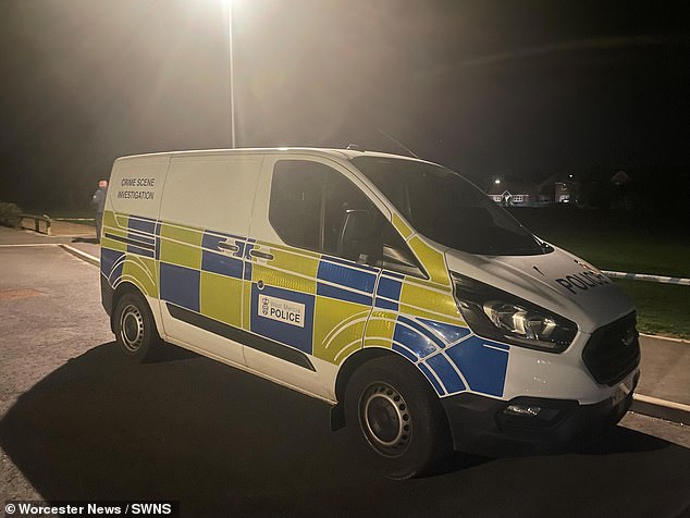 A police vehicle pictured at the crime scene. The teenager is now recovering at home after receiving treatment for her injuries at hospital