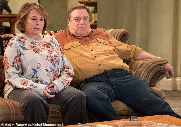 Barr and John Goodman are pictured on the 2018 reboot of Roseanne, which was rebranded The Conners after her firing and staggered on for seven seasons before ending this April