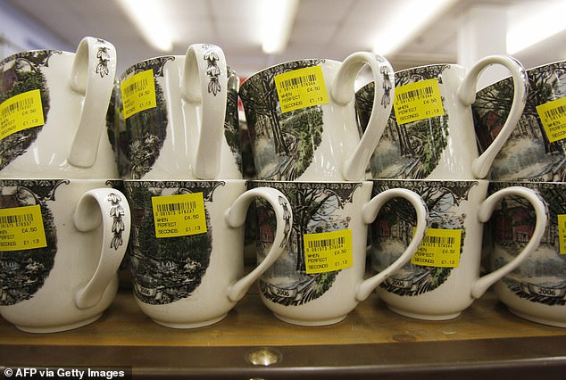 Crockery is pictured at the Waterford Wedgwood factory shop in Stoke-on-Trent, northwest England in 2009