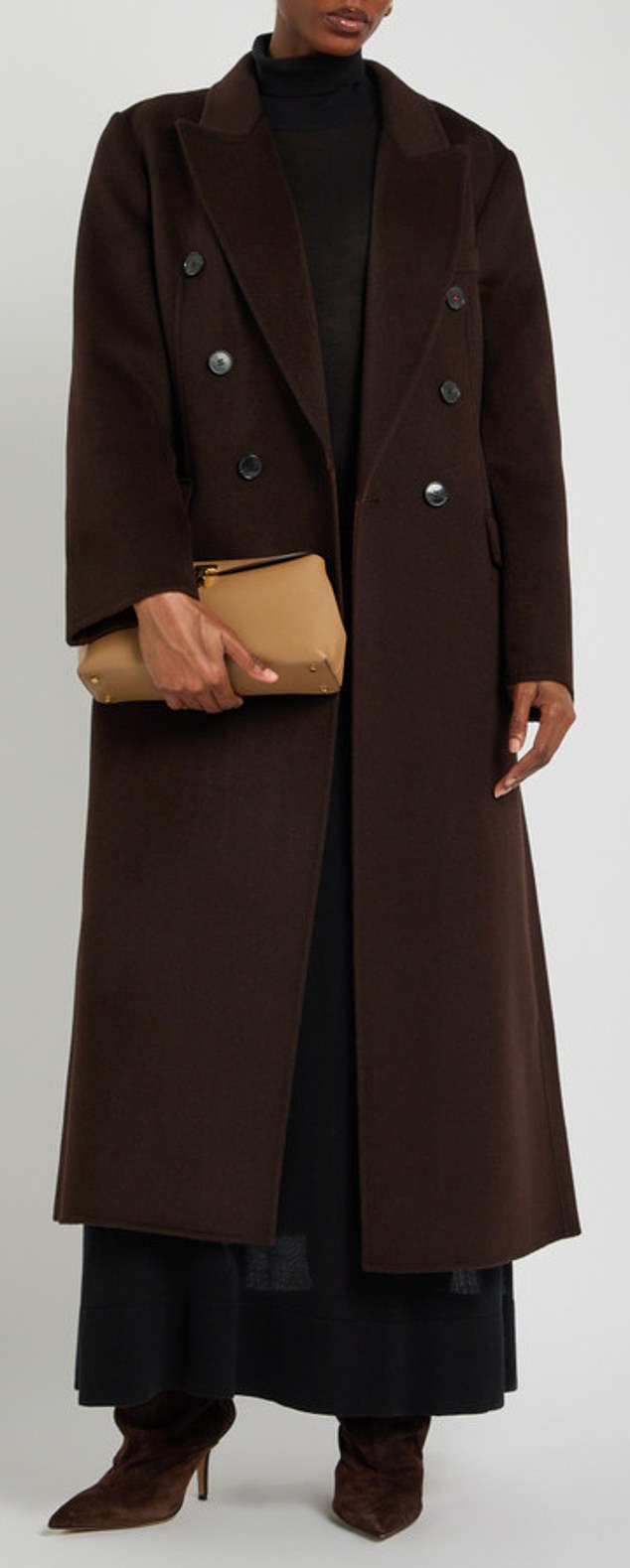 Brown is the new black and this high-end, double-breasted wool and cashmere-blend coat from Victoria Beckham in a scrumptious chocolate shade is style perfection