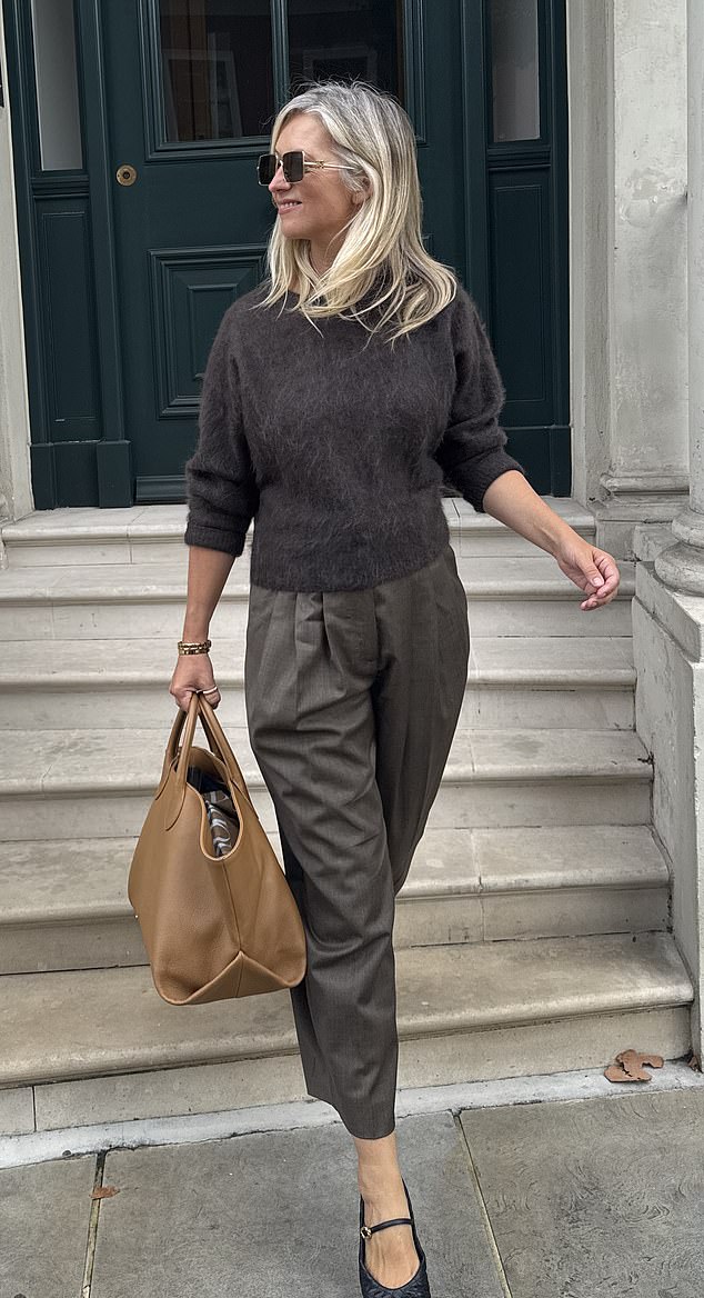 I have these barrel-leg trousers from Cos, which I'm wearing here, in a few different shades