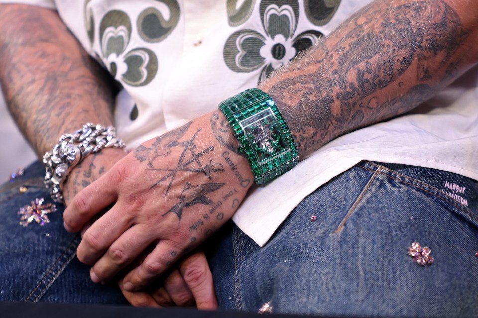 Detailed view of the watch worn by Jake Paul.