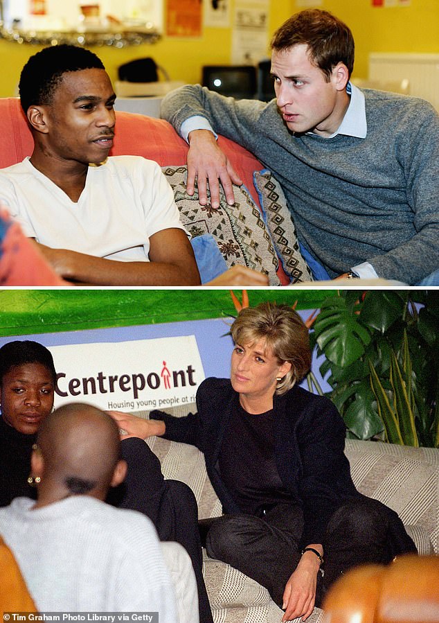 William talks with a young homeless person at a Centrepoint homeless hostel during his visit to the centre on December 20, 2006 in London, England. His mother Princess Diana was a previous Patron of the charity and is seen here on a visit to meet homeless people