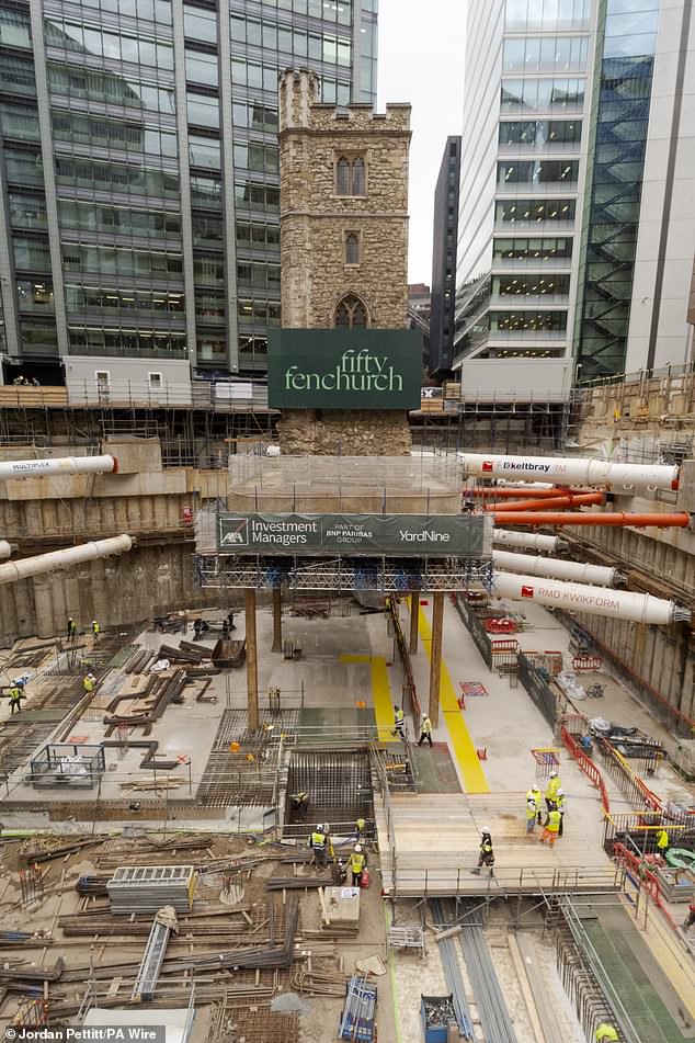 More than 125,000 tonnes of earth was removed from underneath the tower to make way for a 650,000 square foot office