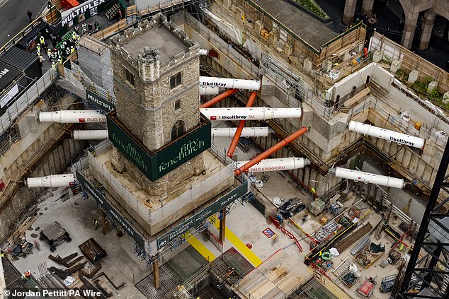 Construction of the 50 Fenchurch Street development's basement levels will reunite the church tower with ground level to form part of a new green public space