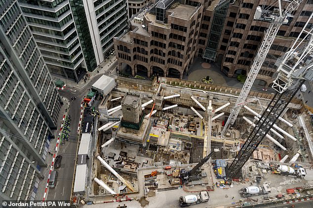 An aerial view of the construction site at 50 Fenchurch Street