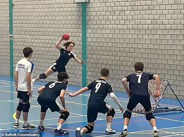 Georgia seen playing tchoukball, an indoor team sport, played with a ball by teams of 7 players