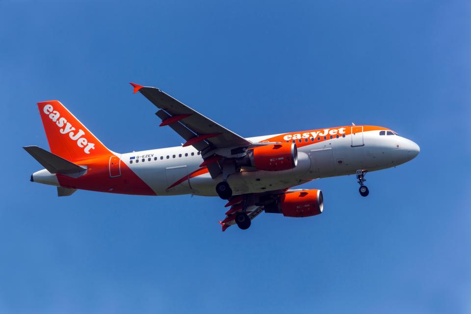 ERXC2P Airbus A319 operated by Easyjet plane landing Prague, Czech Republic