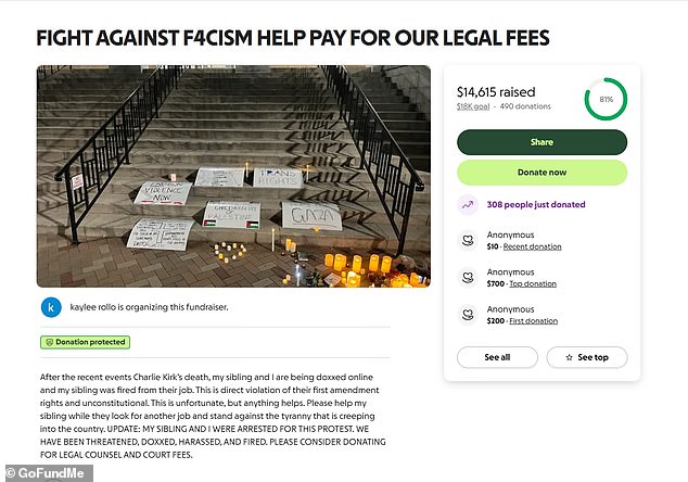 The sisters have now started a GoFundMe, which they titled: 'FIGHT AGAINST F4CISM HELP PAY FOR OUR LEGAL FEES'