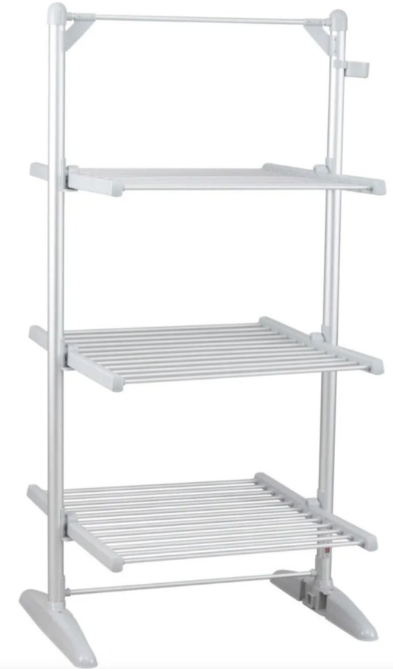 A three-tier heated airer.