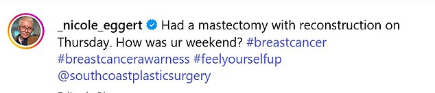 Eggert also revealed that she recently had a mastectomy. It was her second surgery after having a first single mastectomy in October 2024