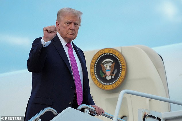 Trump boarding his presidential plane in New Jersey on September 14. He has defended the strikes as has defended as operations against drug traffickers