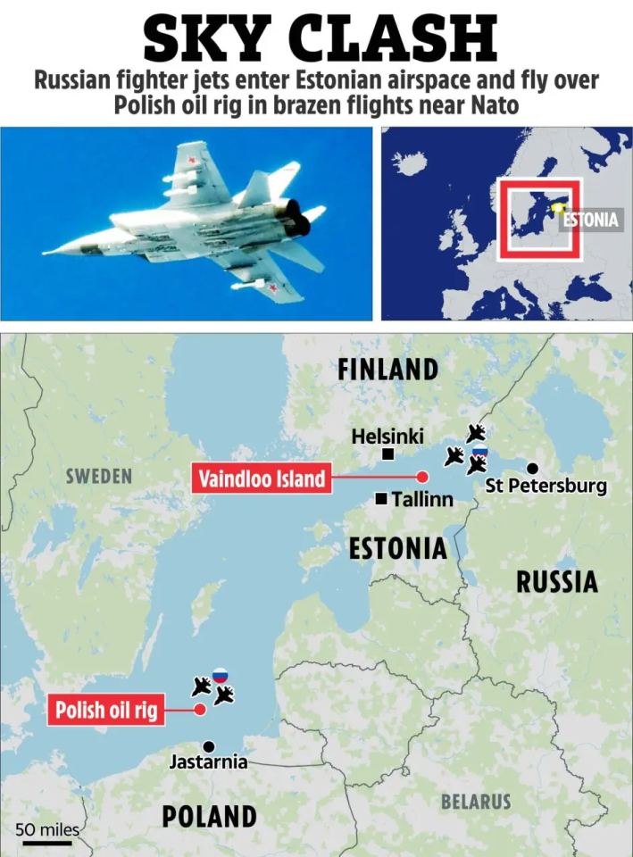 Collage of a Russian fighter jet, a map of Europe highlighting Estonia, and a map of the Baltic Sea showing Russian fighter jet routes.