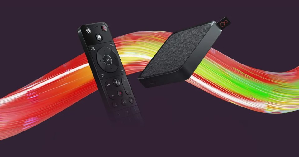 Virgin Media TV remote and streaming device.