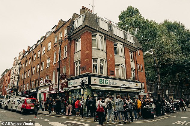 The line out the doors of All'Antico Vinaio went all the way down Old Compton Street and Wardour Street