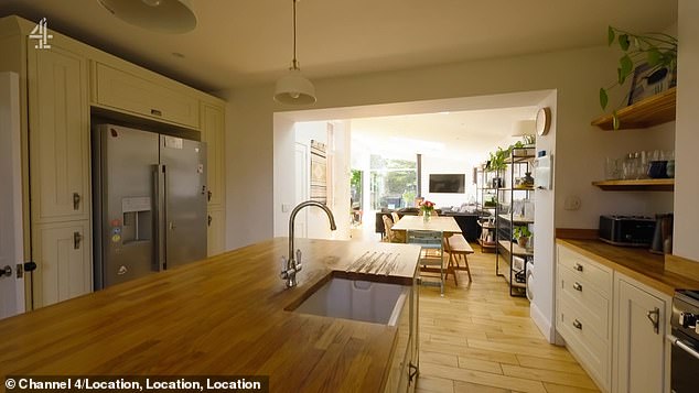 The open-plan kitchen and dining space was light, bright and open