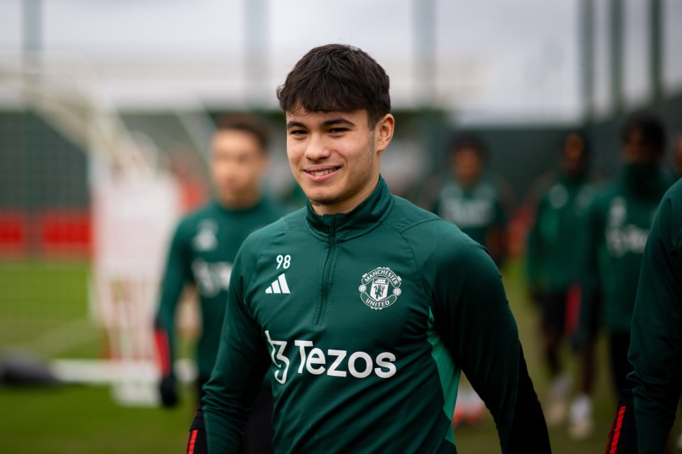 Gabriele Biancheri of Manchester United in action during a training session.