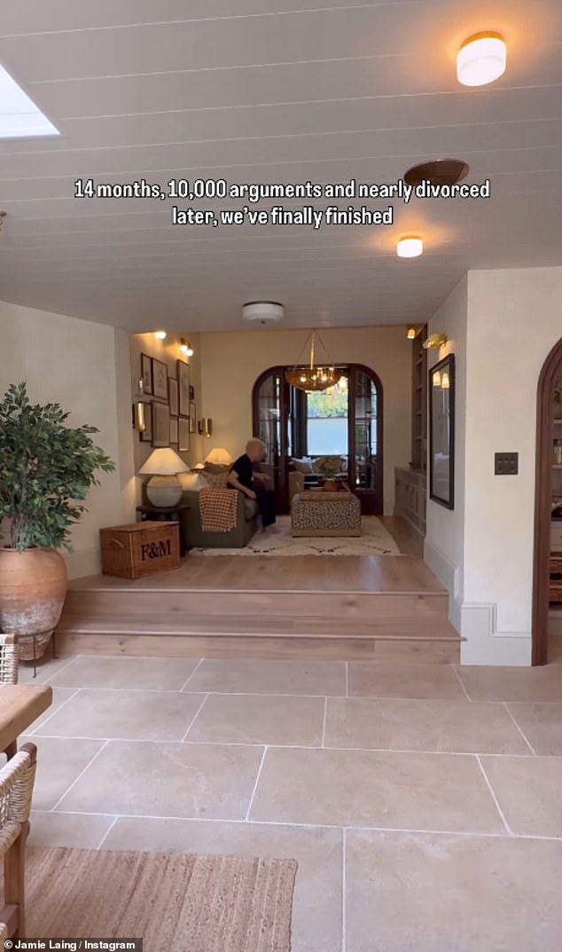 In the after footage, he unveiled the stunning split level and open plan kitchen, dining and living space of the property