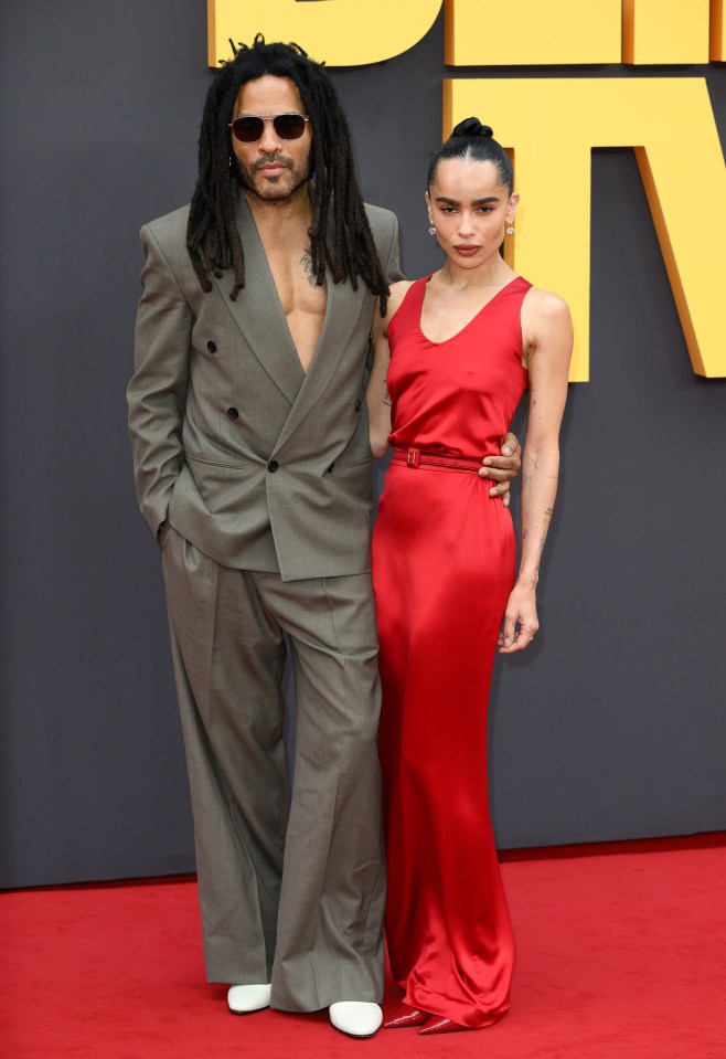 Lenny Kravitz and Zoe Kravitz attend the European premiere of "Blink Twice".