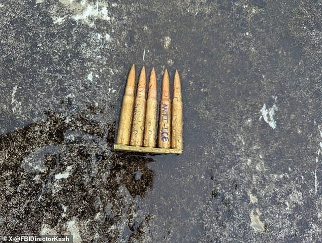 On Wednesday, FBI Director Kash Patel shared an image of the bullets used in the shooting, reading: 'Anti-ICE'