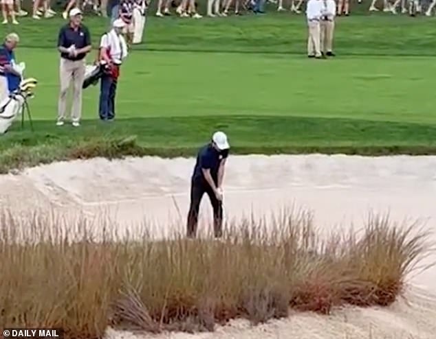 Beckham may have been wishing for a touch of his famous father's sporting abilities after turning out for a Ryder Cup celebrity golf tournament on September 24
