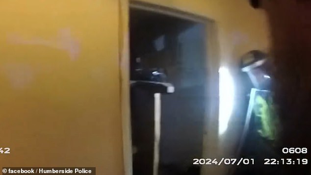 The crazed resident had barricaded himself into a pitch-black room, blocking the door with a bed frame (pictured), and had smashed the windows to cause as much chaos as possible
