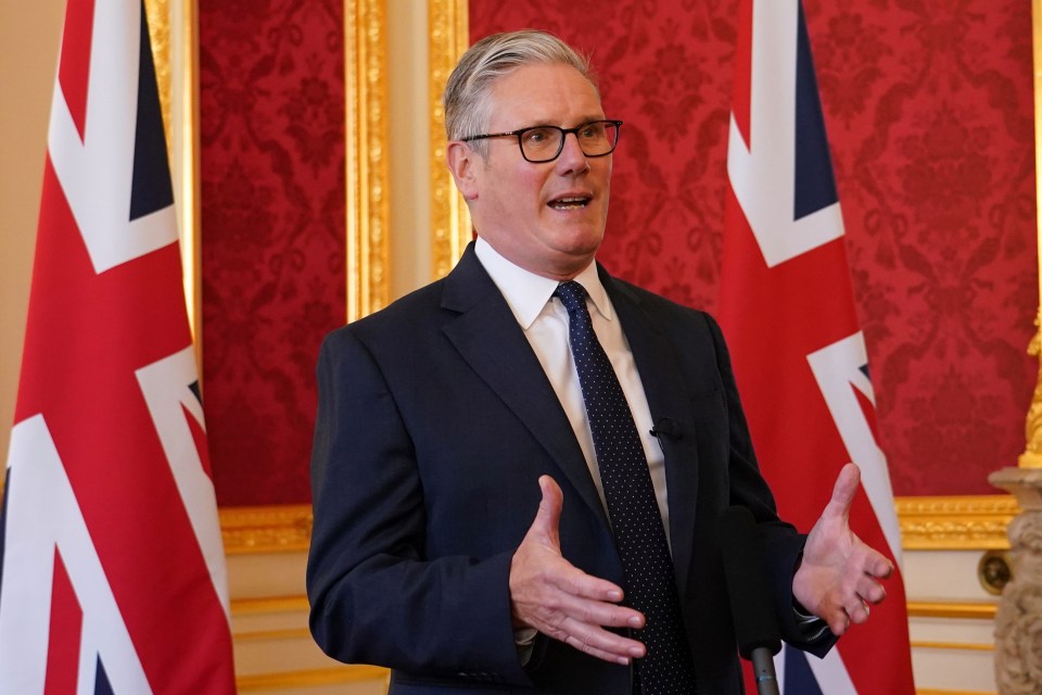 Britain's Prime Minister Keir Starmer speaking at a reception at Lancaster House in London.