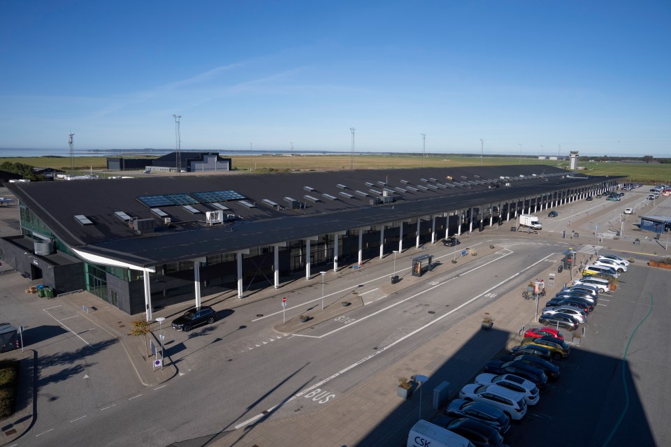 Aerial view of Aalborg Airport, Denmark.