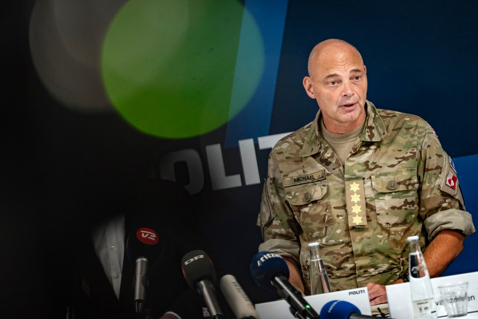 Denmark's Chief of Defence Michael Wiggers Hyldgaard speaks during a press conference.