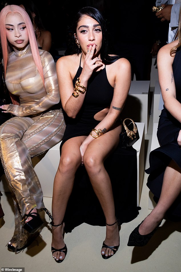 The nepo baby sat front row to watch the brand unveil their Spring/Summer 2026 collection with a runway show alongside Ice Spice