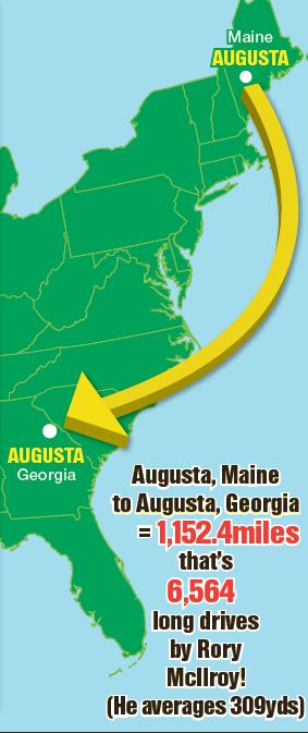 Illustration of the distance between Augusta, Maine and Augusta, Georgia.