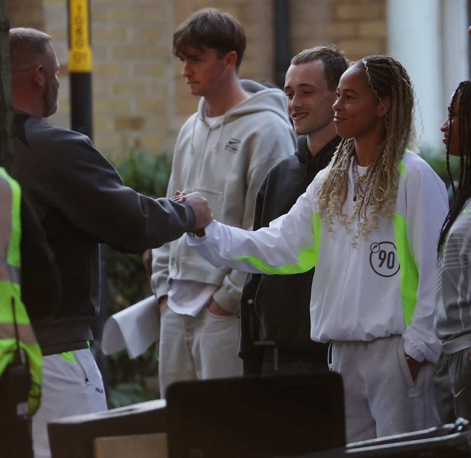 Wayne Rooney and Leah Williamson on the set of a music video in South London.